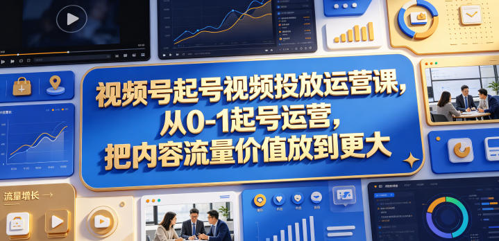 视频号起号视频投放运营课,从0-1起号运营,把内容流量价值放到更大|云雀资源分享