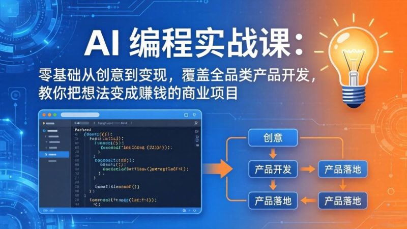 AI编程实战课-第三期-5月9更新:零基础从创意到变现,覆盖全品类产品开发,把想法变成赚钱项目|云雀资源分享
