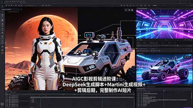 AIGC影视剪辑进阶课:DeepSeek生成脚本+Martini生成视频+剪辑后期,完整制作AI短片|云雀资源分享