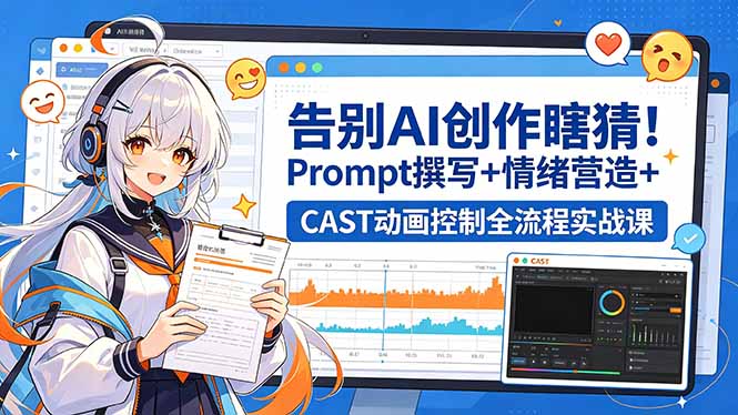 告别AI创作瞎猜!Prompt撰写+情绪营造+CAST动画控制全流程实战课|云雀资源分享