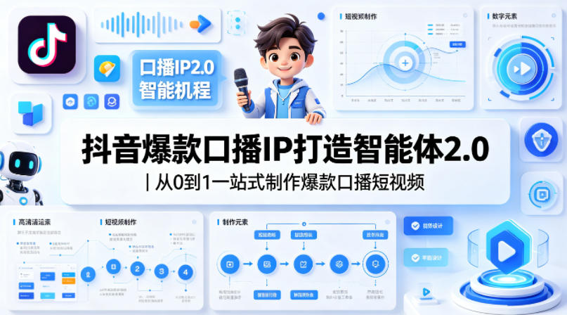 抖音爆款口播IP打造智能体2.0｜从0到1一站式制作爆款口播短视频|云雀资源分享