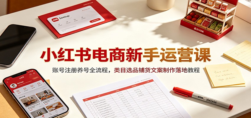 图片[1]-小红书电商新手运营课：账号注册养号全流程，类目选品铺货文案制作落地教程