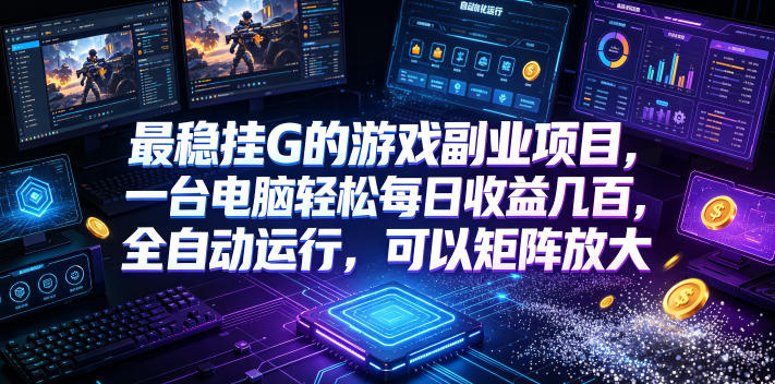 最稳挂G的游戏副业项目，一台电脑轻松每日收益几百，全自动运行，可以矩阵放大【揭秘】