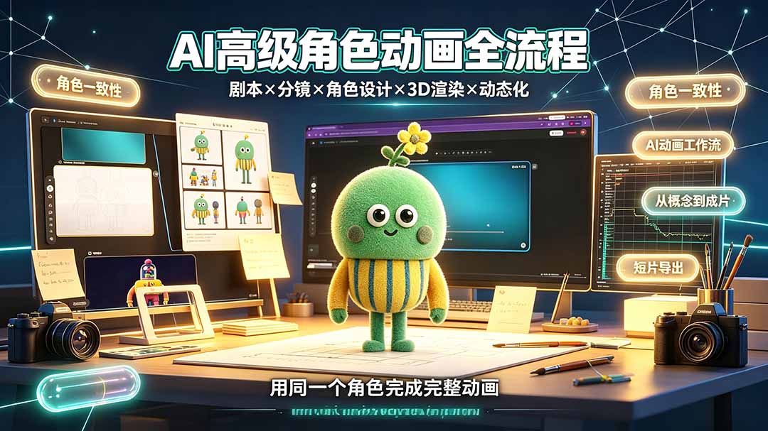 图片[1]|AI高级角色动画全流程：剧本×分镜×角色设计×3D渲染×动态化，从概念到成片一站式教学|云雀资源分享
