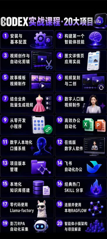 图片[1]|2026Codex智能体实战最新课，从安装配置到智能体小镇架构，涵盖视频创作/数字人/办公提效全技能|云雀资源分享