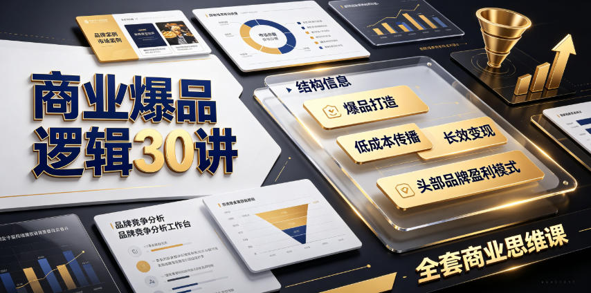 商业爆品逻辑30讲｜拆解各行各业头部品牌盈利模式，吃透爆品打造、低成本传播、长效变现全套商业思维课