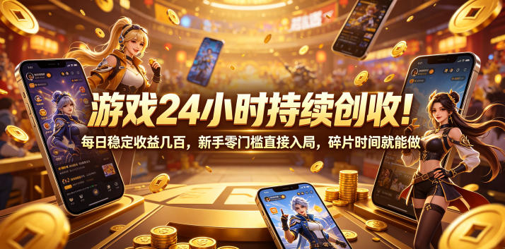 游戏24小时持续创收！每日稳定收益几百，新手零门槛直接入局，碎片时间就能做【揭秘】