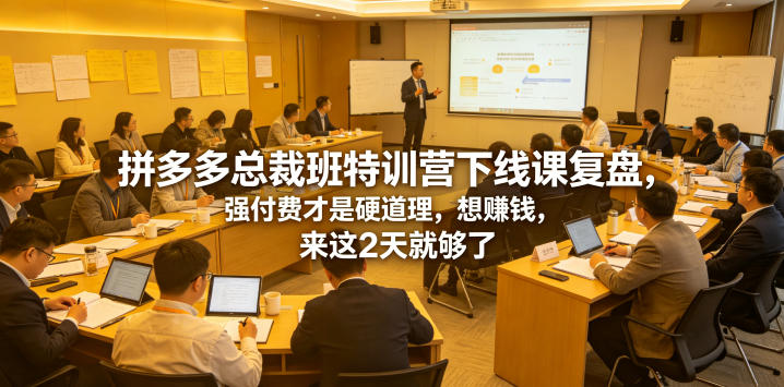 拼多多总裁班特训营下线课复盘，强付费才是硬道理，想賺钱，来这2天就够了